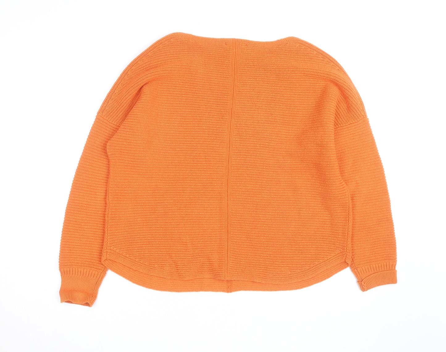 Weird Fish Women's Orange Chunky-Knit Cotton Jumper Size 12