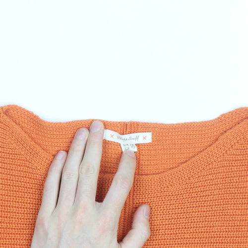 Weird Fish Women's Orange Chunky-Knit Cotton Jumper Size 12
