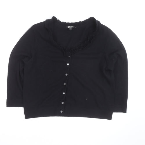 DKNY Women Black Cashmere Button Cardigan XL