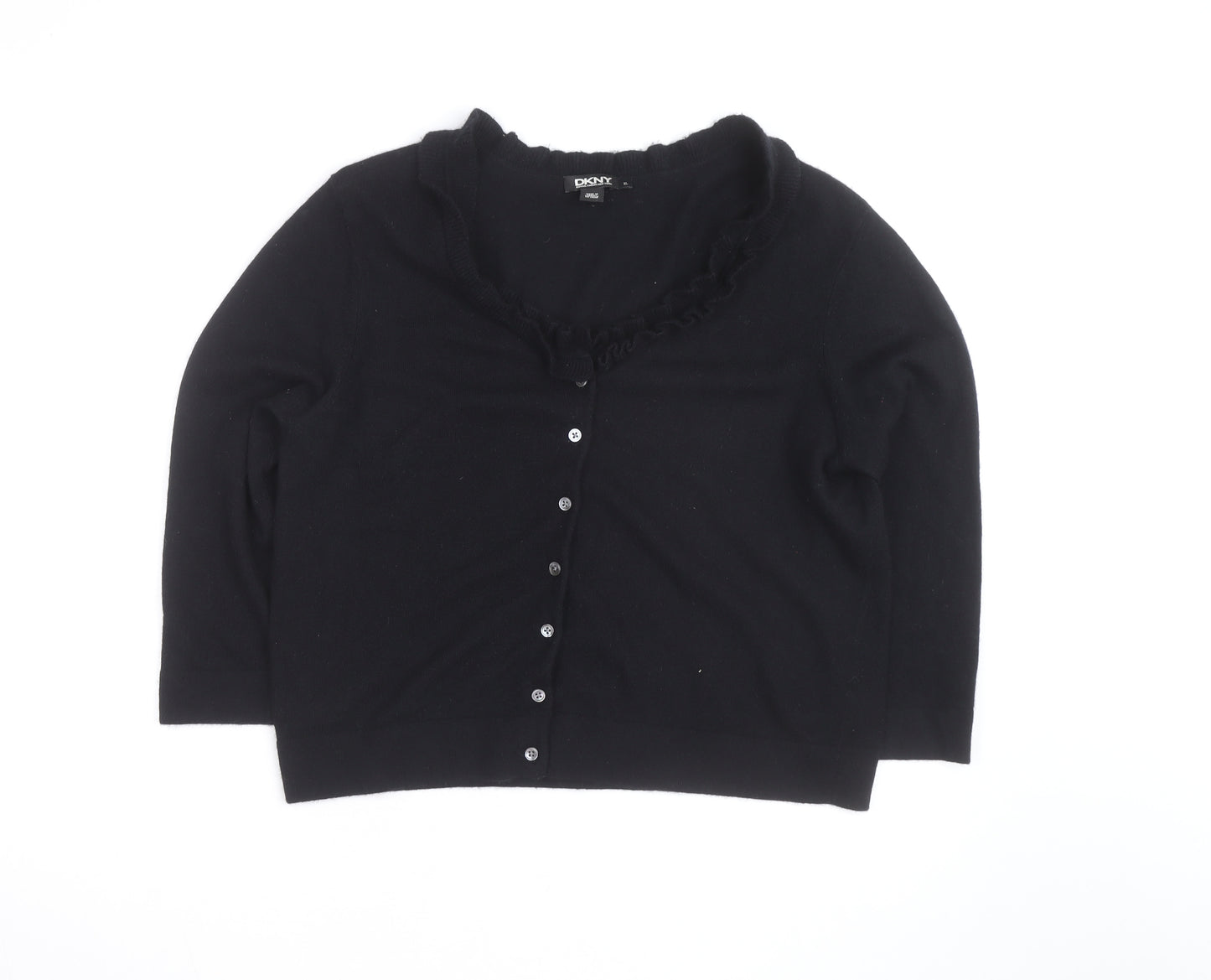 DKNY Women Black Cashmere Button Cardigan XL