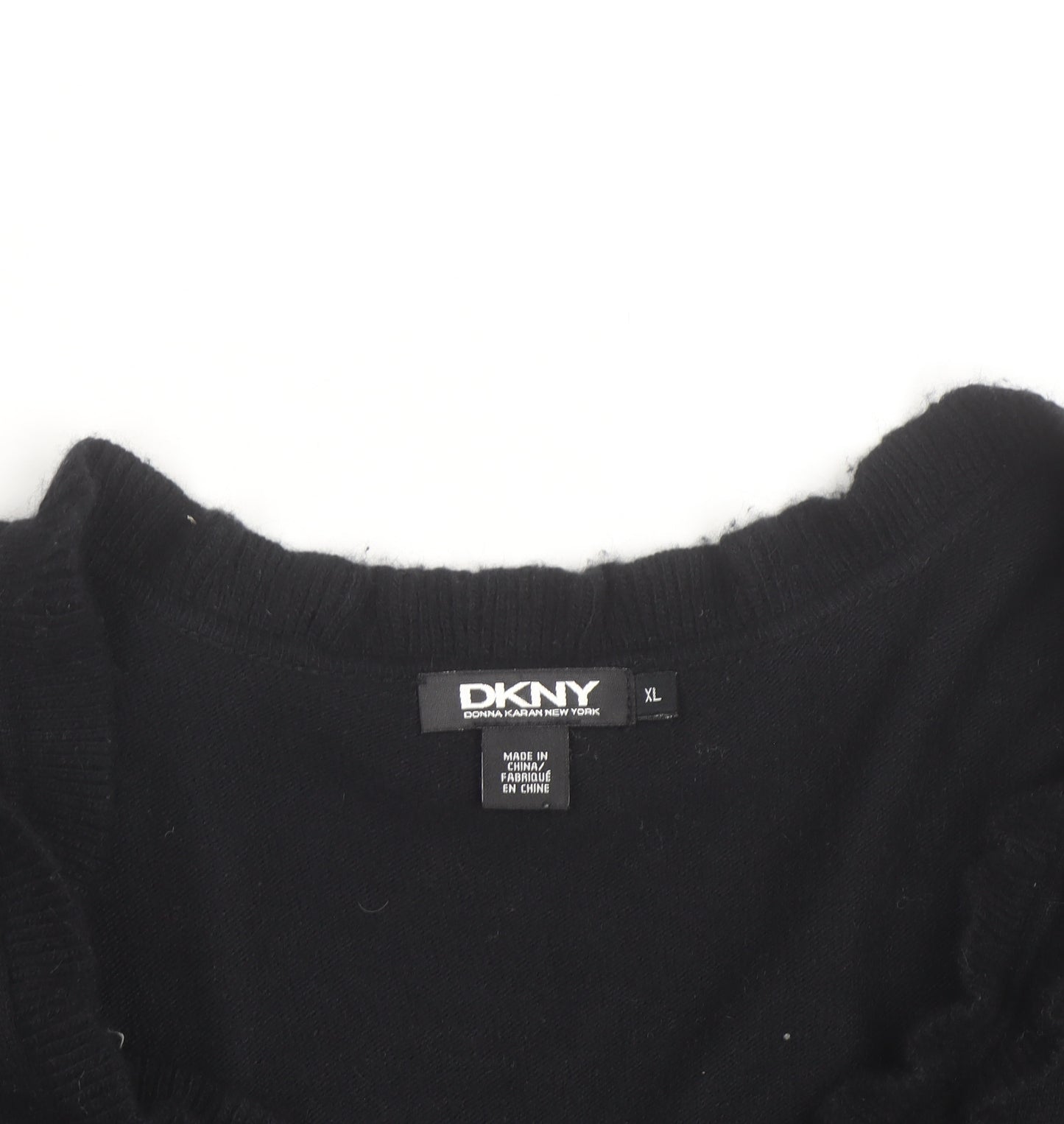 DKNY Women Black Cashmere Button Cardigan XL