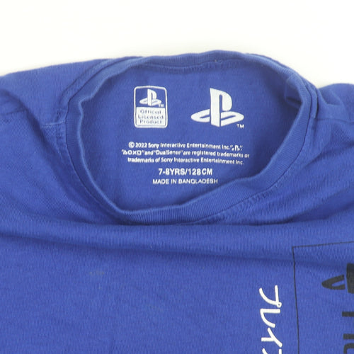 PlayStation Boys Blue Graphic T-Shirt 7-8 Years Short Sleeve Cotton