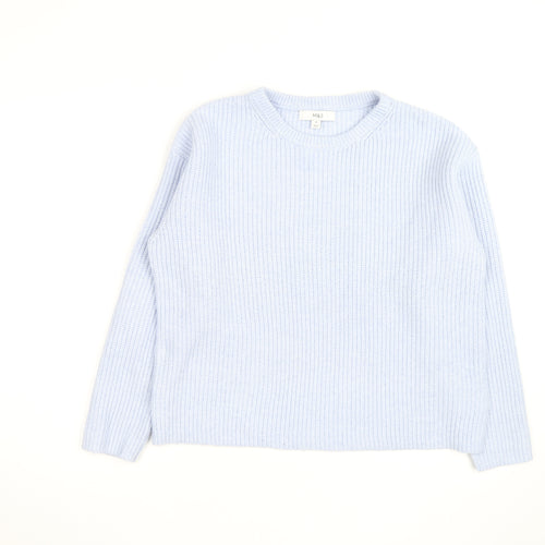 Marks and Spencer Men's Blue Chunky Knit Crew Neck Jumper M