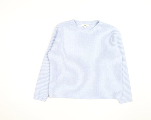 Marks and Spencer Men's Blue Chunky Knit Crew Neck Jumper M