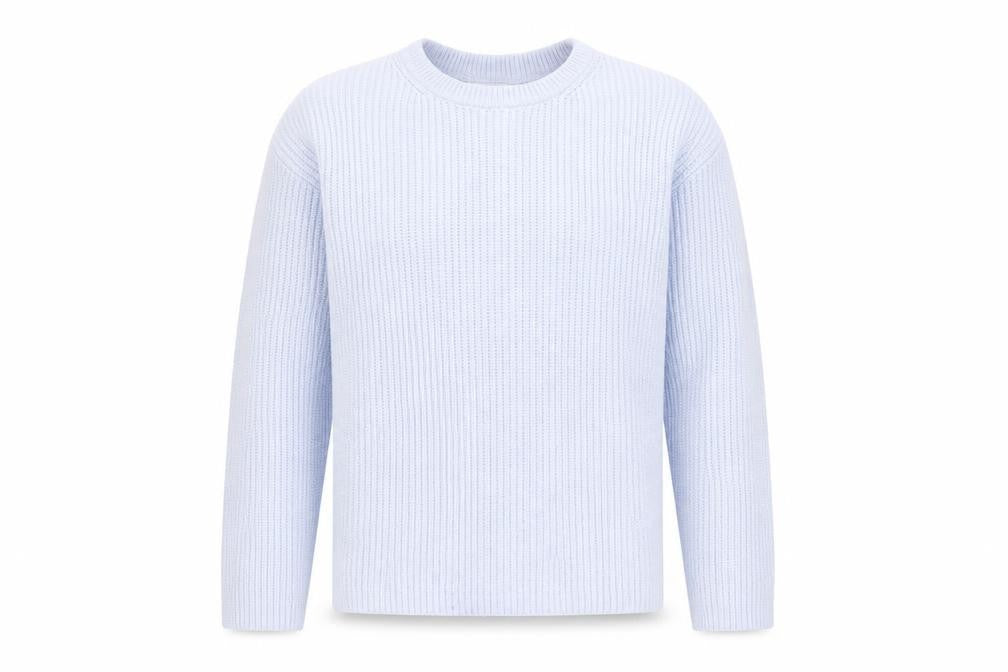 Front view of Marks & Spencer Men's Blue Chunky Knit Crew Neck Jumper M