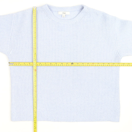 Marks and Spencer Men's Blue Chunky Knit Crew Neck Jumper M