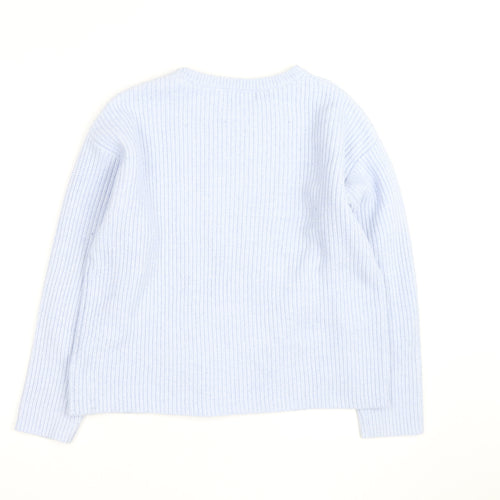 Marks and Spencer Men's Blue Chunky Knit Crew Neck Jumper M