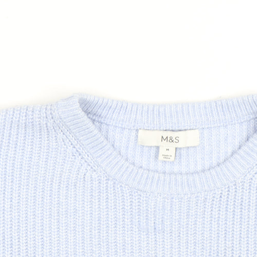 Marks and Spencer Men's Blue Chunky Knit Crew Neck Jumper M