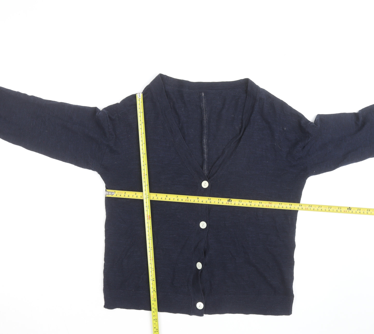 Jigsaw Women's Blue Linen Cotton V-Neck Cardigan M
