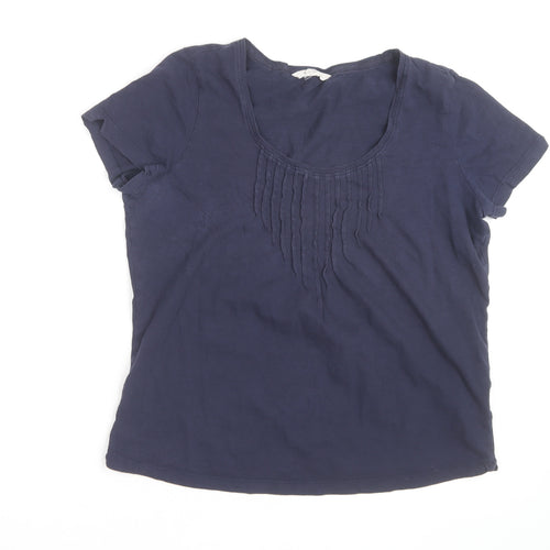 White Stuff Women’s Blue Cotton Scoop Neck Short Sleeve T-Shirt UK 12