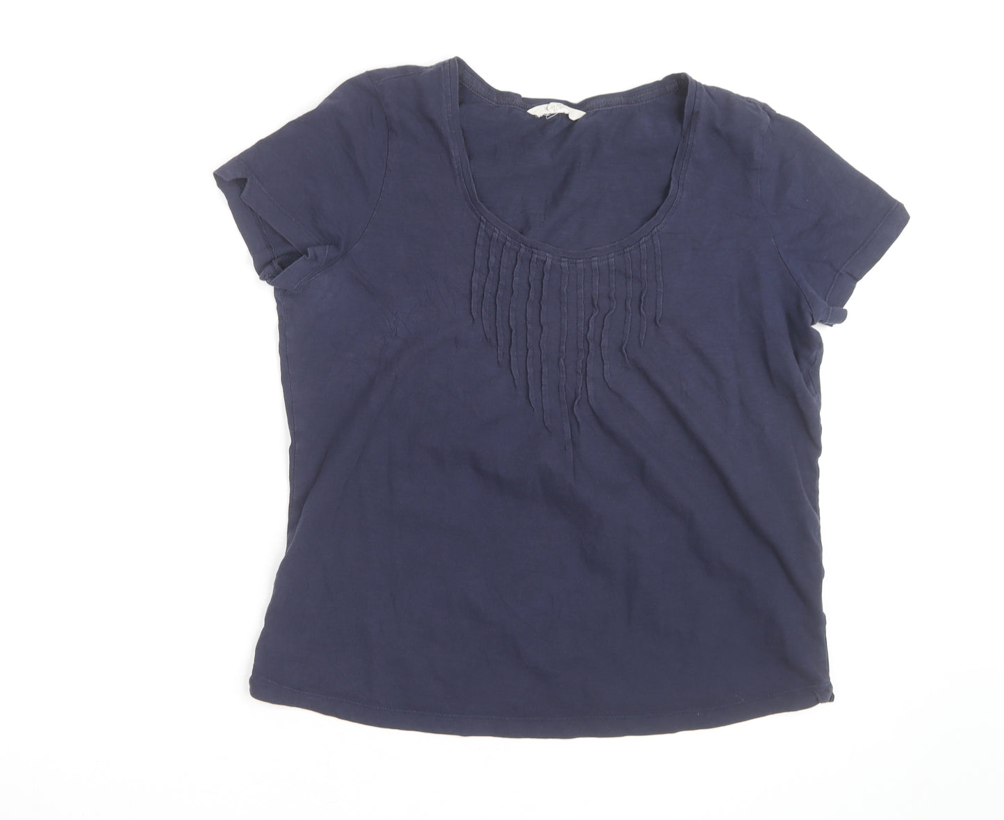 White Stuff Women’s Blue Cotton Scoop Neck Short Sleeve T-Shirt UK 12
