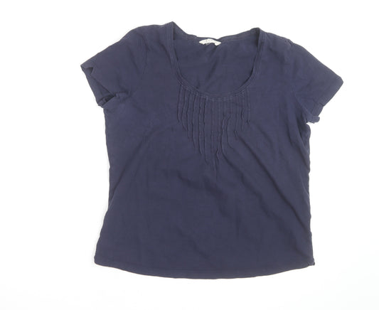 White Stuff Women’s Blue Cotton Scoop Neck Short Sleeve T-Shirt UK 12