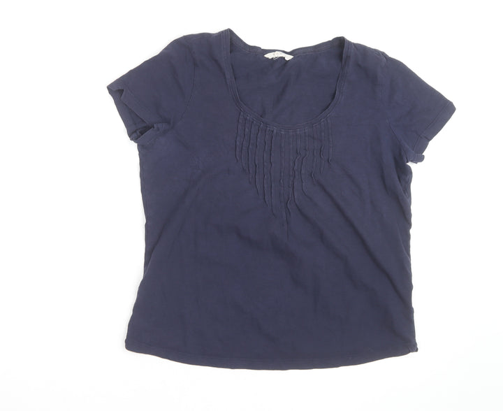 White Stuff Women’s Blue Cotton Scoop Neck Short Sleeve T-Shirt UK 12