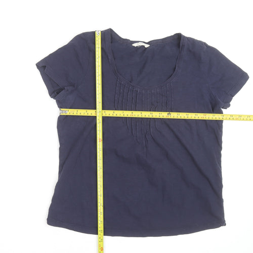 White Stuff Women’s Blue Cotton Scoop Neck Short Sleeve T-Shirt UK 12