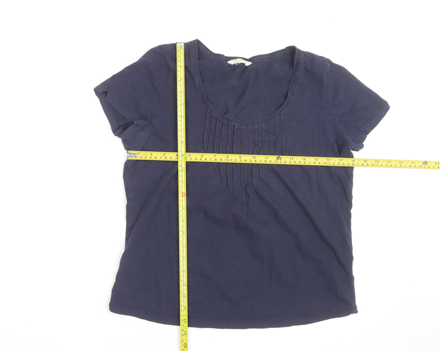 White Stuff Women’s Blue Cotton Scoop Neck Short Sleeve T-Shirt UK 12