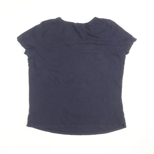 White Stuff Women’s Blue Cotton Scoop Neck Short Sleeve T-Shirt UK 12