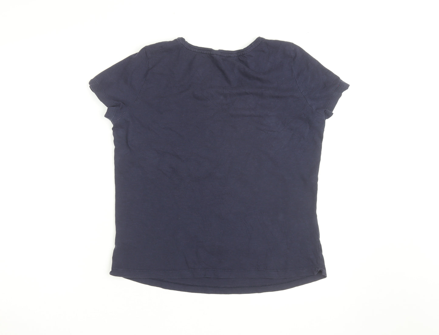 White Stuff Women’s Blue Cotton Scoop Neck Short Sleeve T-Shirt UK 12
