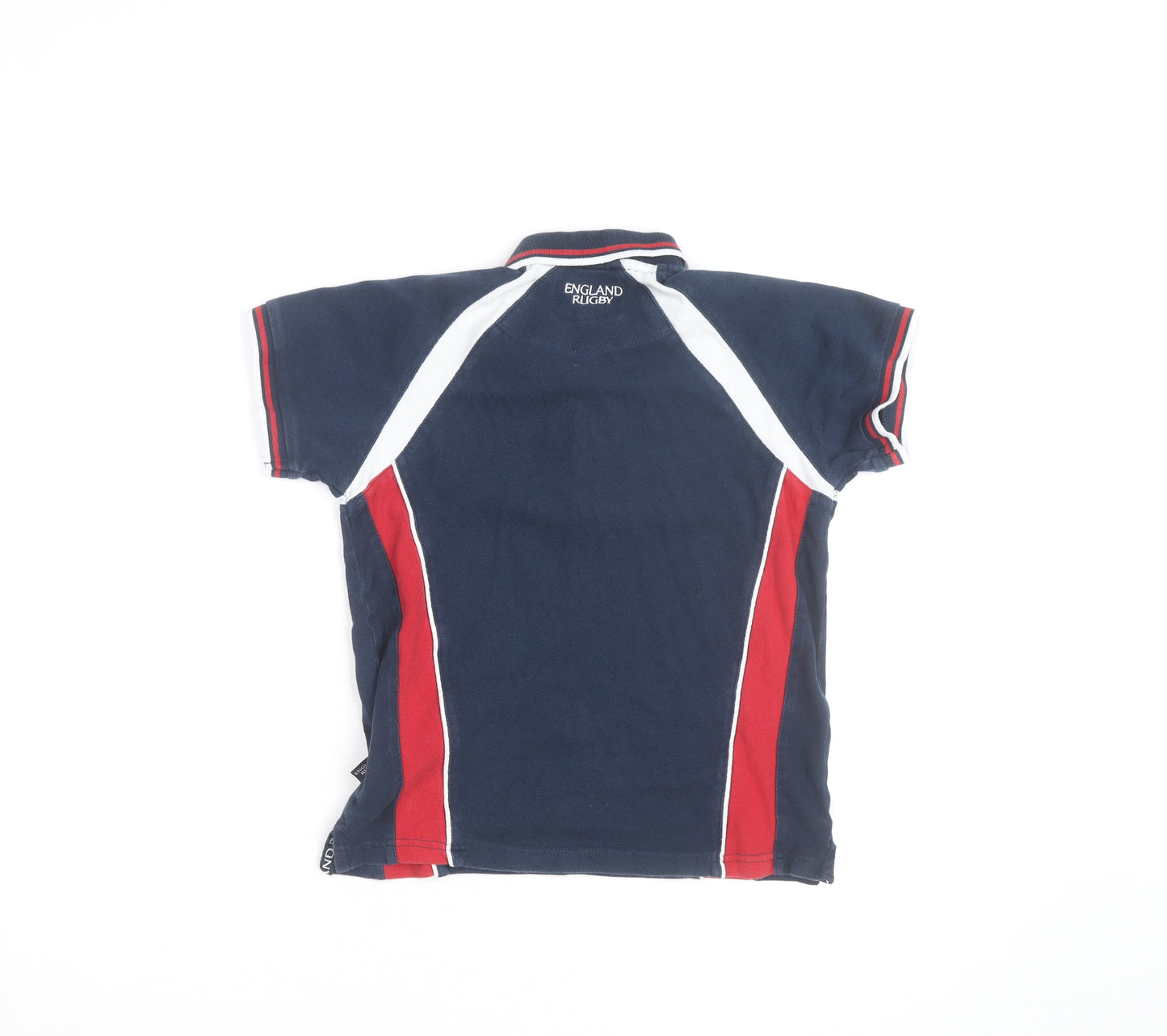 England Rugby Boys Blue Polo Shirt 9-10 Years Cotton Embroidered Sports Top