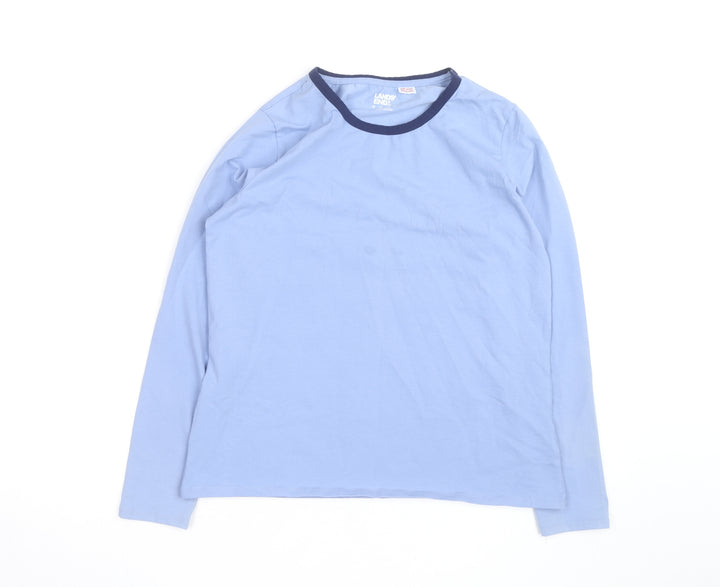 Lands' End Men's Blue Long Sleeve Cotton Crew Neck Top Size M
