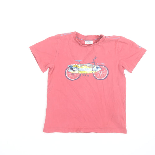 FatFace Girls Pink Sequin Bicycle Graphic T-Shirt 8-9 Years