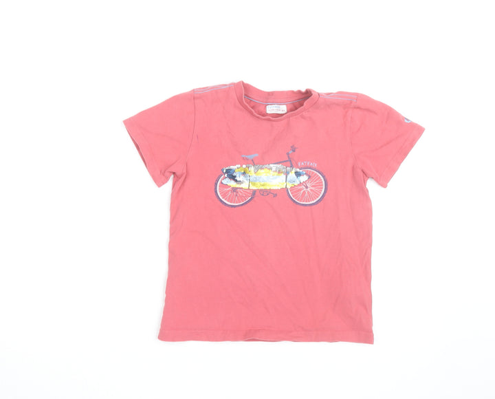 FatFace Girls Pink Sequin Bicycle Graphic T-Shirt 8-9 Years