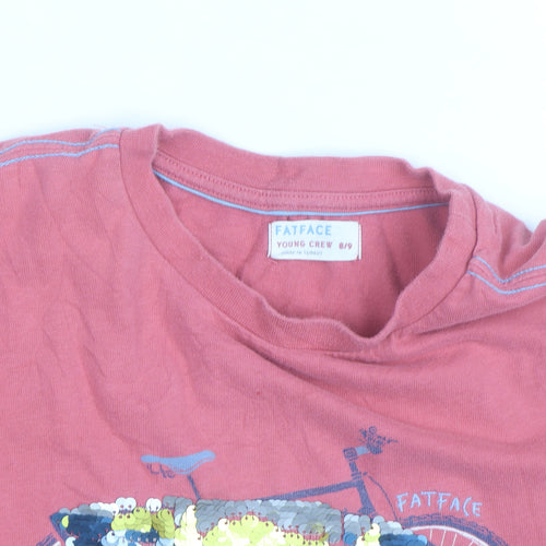 FatFace Girls Pink Sequin Bicycle Graphic T-Shirt 8-9 Years