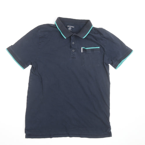 Lambretta Men's Blue Cotton Polo Shirt Size L Short Sleeve Retro Style