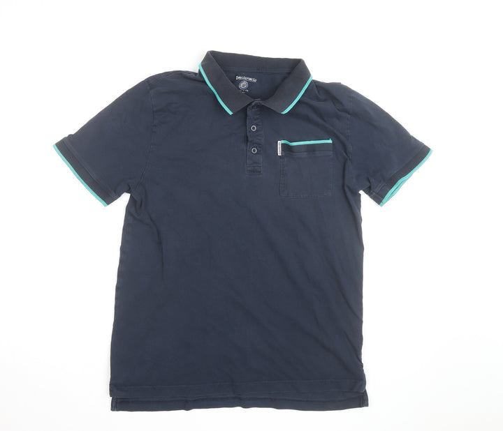 Lambretta Men's Blue Cotton Polo Shirt Size L Short Sleeve Retro Style