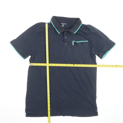 Lambretta Men's Blue Cotton Polo Shirt Size L Short Sleeve Retro Style