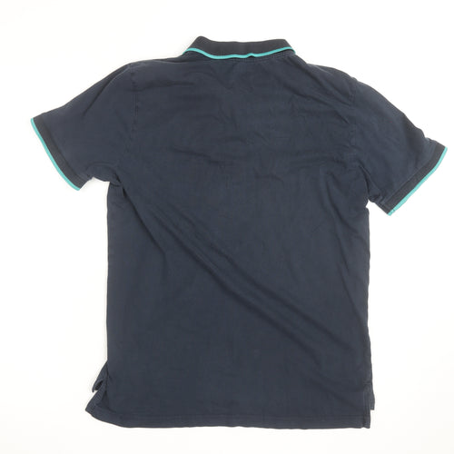 Lambretta Men's Blue Cotton Polo Shirt Size L Short Sleeve Retro Style