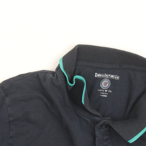 Lambretta Men's Blue Cotton Polo Shirt Size L Short Sleeve Retro Style
