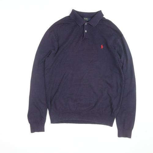 Polo Ralph Lauren Men’s Blue Pima Cotton Long Sleeve Polo Shirt M