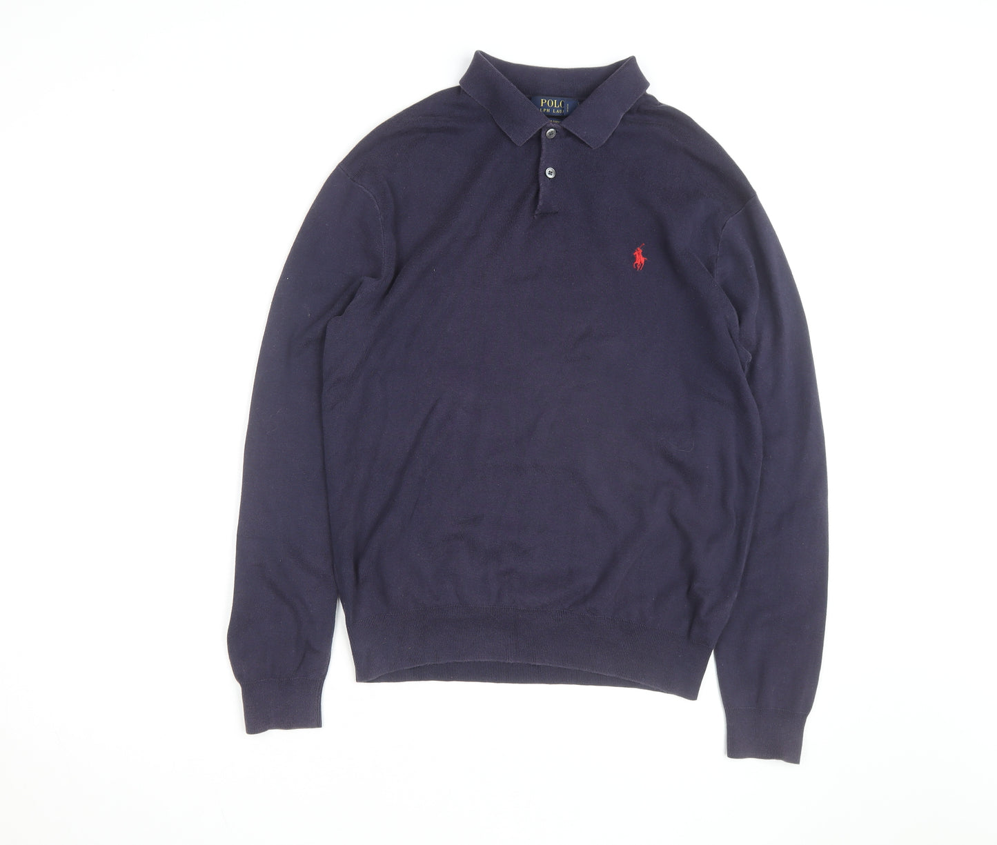 Polo Ralph Lauren Men’s Blue Pima Cotton Long Sleeve Polo Shirt M