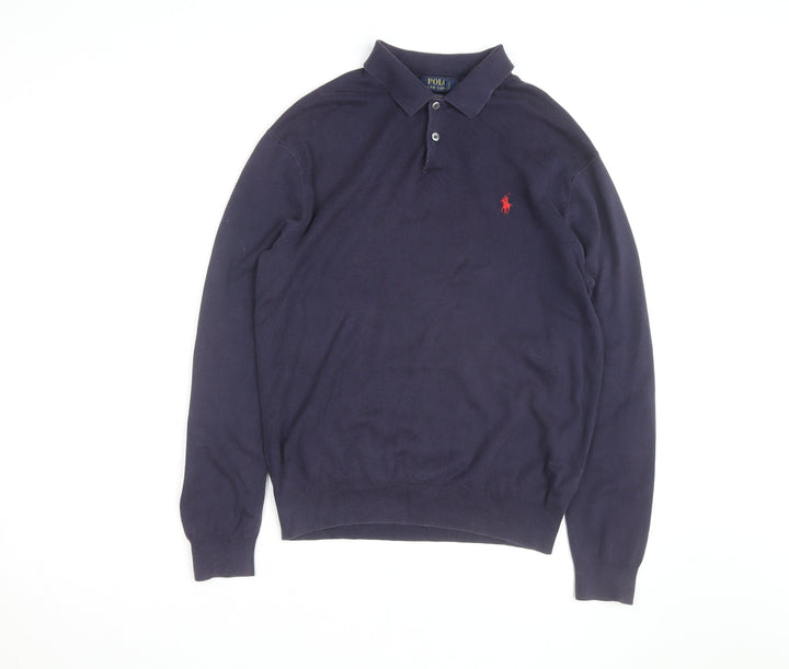 Polo Ralph Lauren Men’s Blue Pima Cotton Long Sleeve Polo Shirt M
