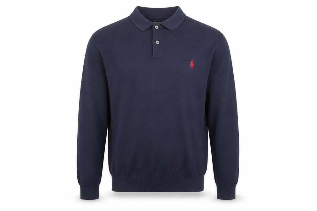Polo Ralph Lauren Men’s Blue Pima Cotton Long Sleeve Polo Shirt M
