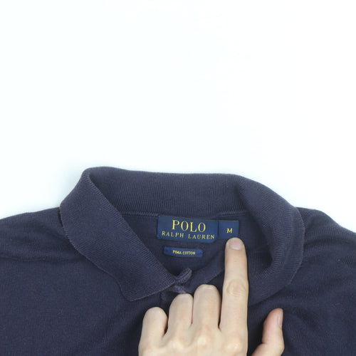 Polo Ralph Lauren Men’s Blue Pima Cotton Long Sleeve Polo Shirt M