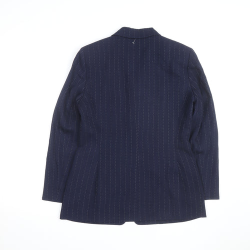 Kasper Women's Navy Pinstripe Long Sleeve Single-Breasted Blazer Size 8