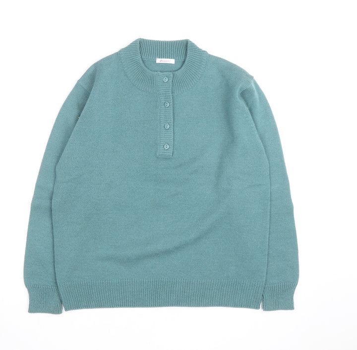Damart Men's Green Acrylic Henley Jumper M Regular Fit
