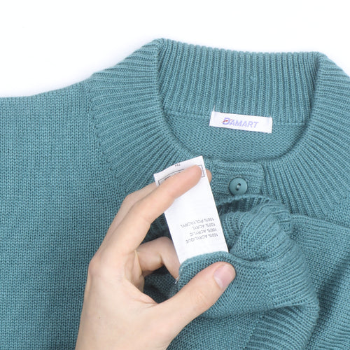 Damart Men's Green Acrylic Henley Jumper M Regular Fit