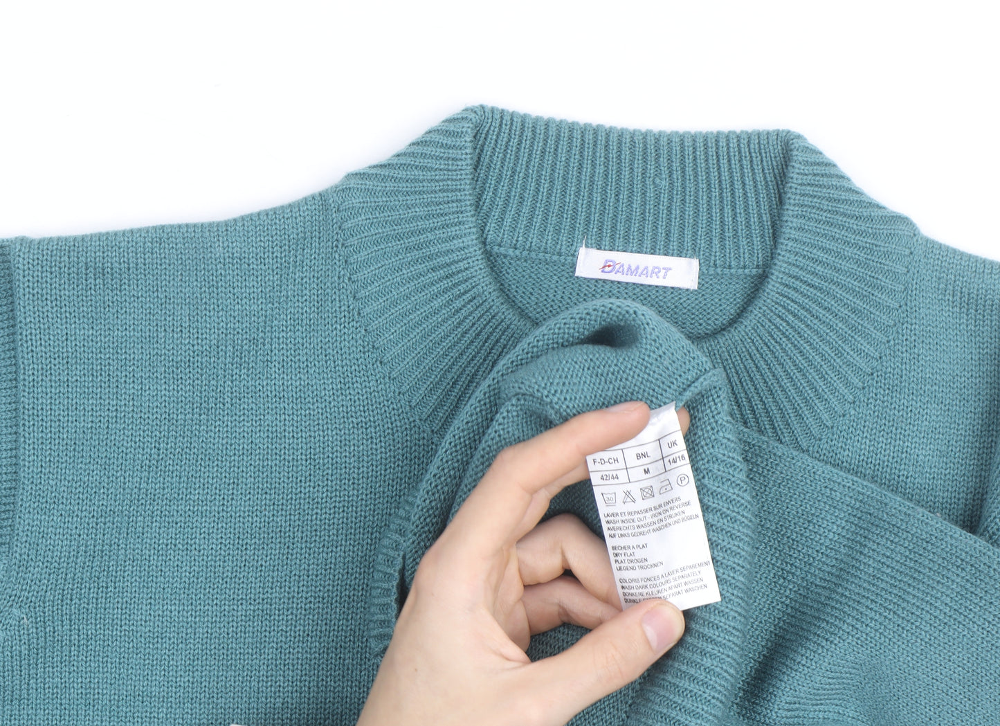 Damart Men's Green Acrylic Henley Jumper M Regular Fit