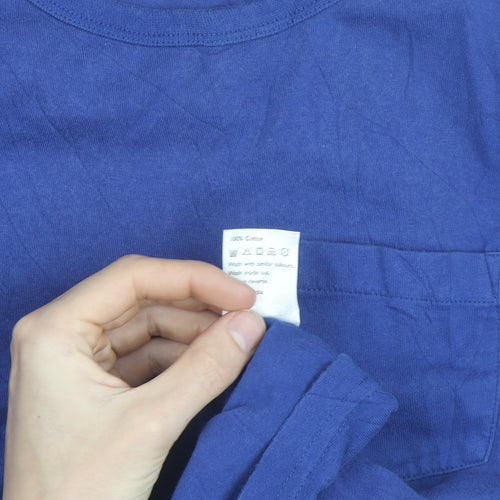 John Lewis Women's Blue Long Sleeve Cotton Basic T-Shirt Size 14