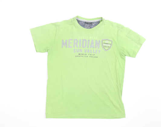 Sun Valley Men's Green Graphic Print Cotton Crew Neck T-Shirt M