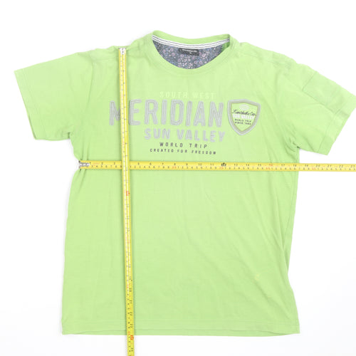 Sun Valley Men's Green Graphic Print Cotton Crew Neck T-Shirt M