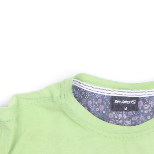Sun Valley Men's Green Graphic Print Cotton Crew Neck T-Shirt M