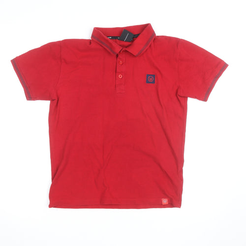 Duck and Cover Men's Red Collared Cotton Polo Shirt Size M