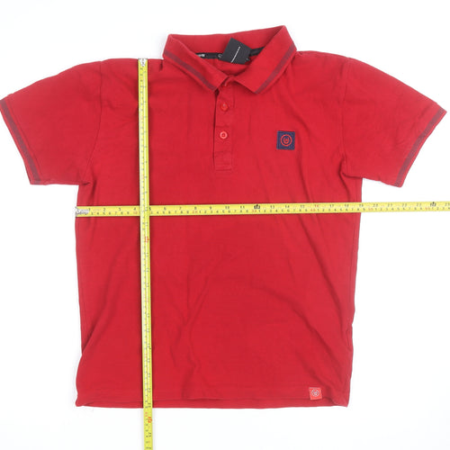 Duck and Cover Men's Red Collared Cotton Polo Shirt Size M
