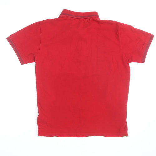 Duck and Cover Men's Red Collared Cotton Polo Shirt Size M