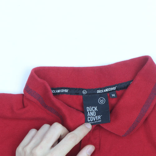Duck and Cover Men's Red Collared Cotton Polo Shirt Size M