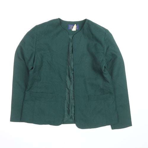 Willow Ridge Women’s Green Polyester Blazer Size 12 Classic Open Front