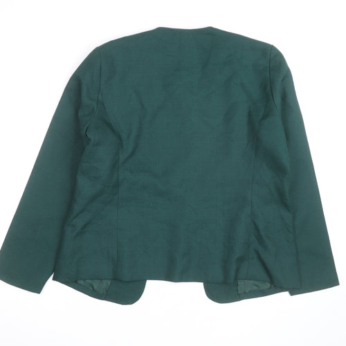 Willow Ridge Women’s Green Polyester Blazer Size 12 Classic Open Front